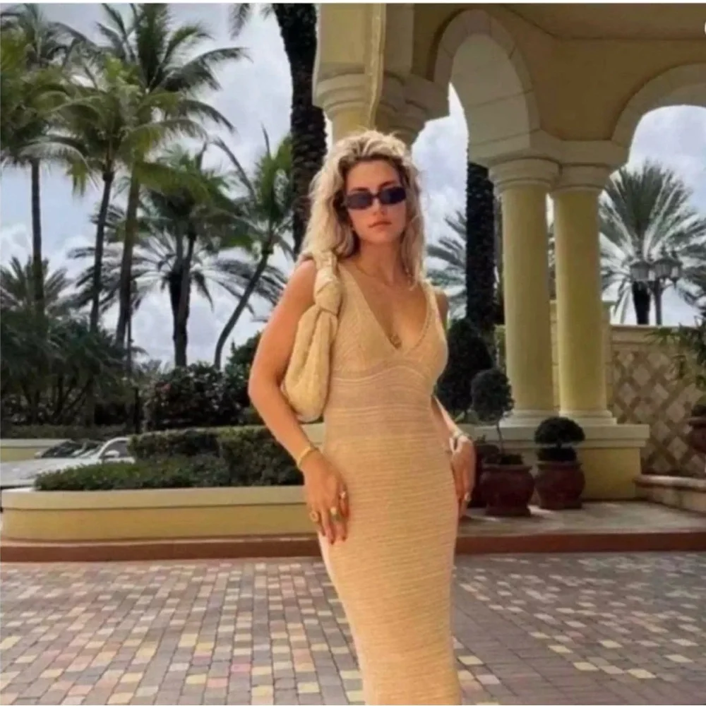 Torn by Ronny Kobo SMALL Madi knit sleeveless maxi dress in Brown Sand - Picture 3 of 10